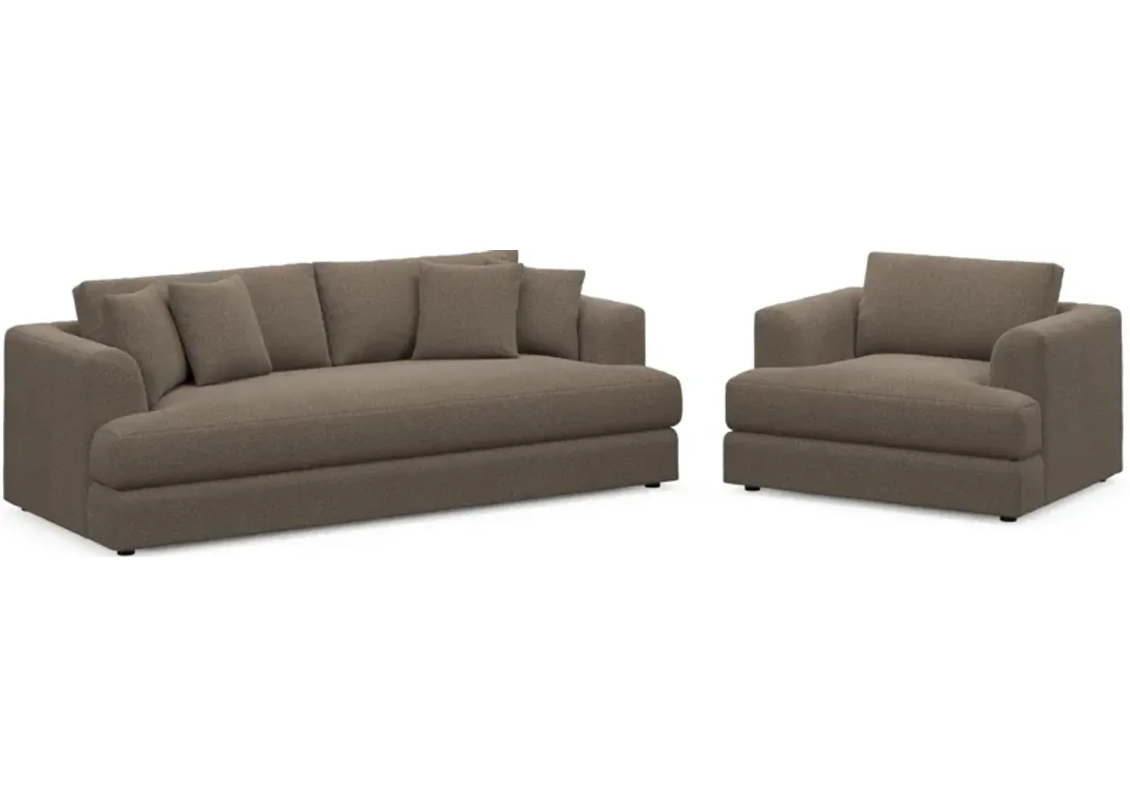 Ridley Hybrid Comfort Sofa and Chair Set - Liv Umber