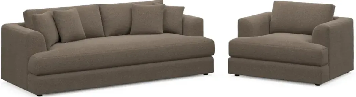 Ridley Hybrid Comfort Sofa and Chair Set - Liv Umber