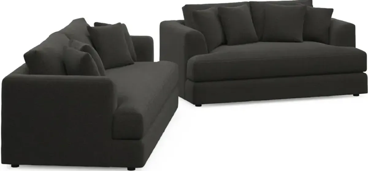Ridley Hybrid Comfort Sofa and Loveseat Set - Liv Onyx