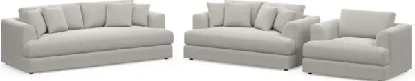 Ridley Hybrid Comfort Sofa, Loveseat, and Chair Set - Basker Dove