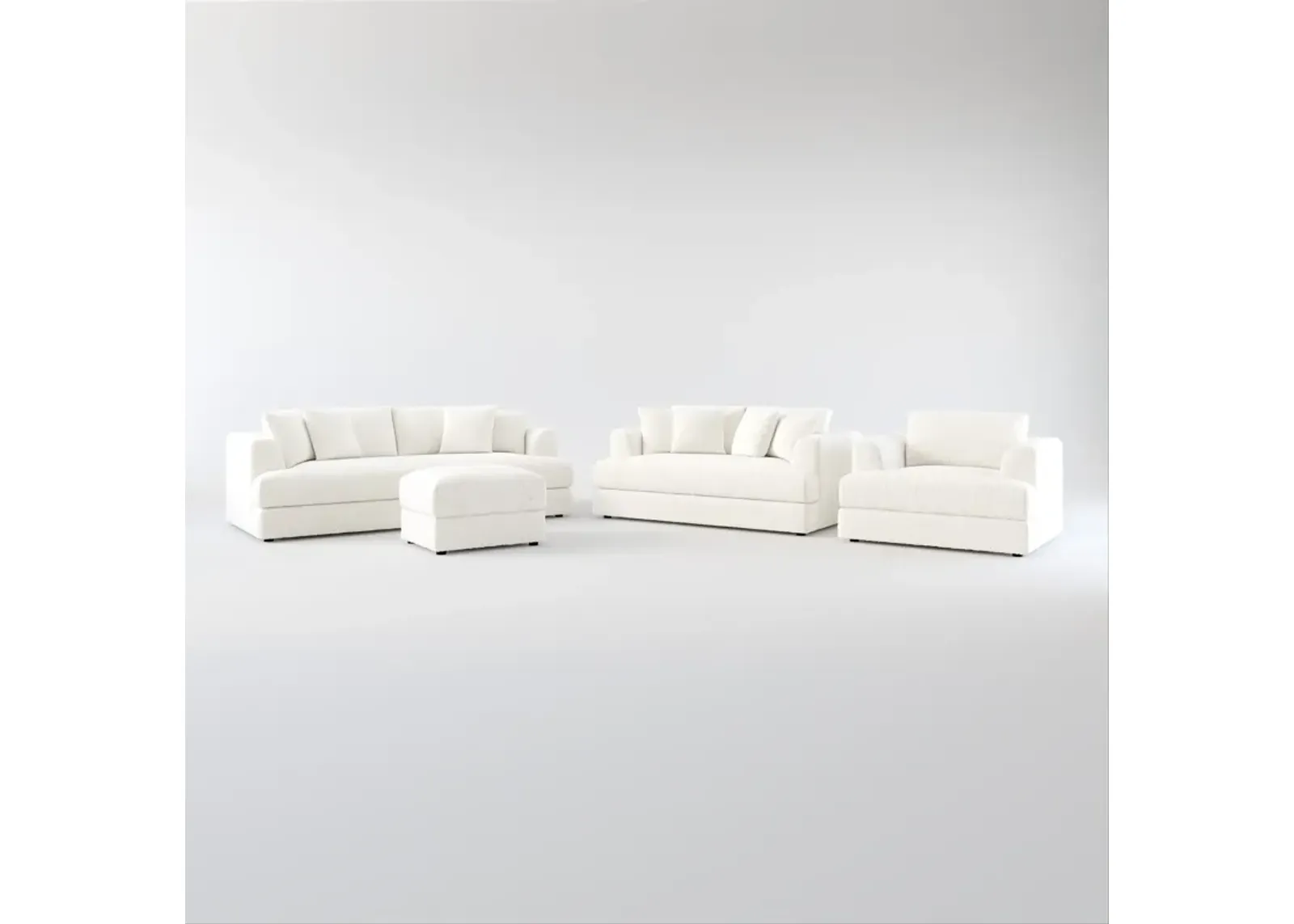 Ridley Foam Comfort Sofa, Loveseat, Chair and Ottoman - Bantu Pearl