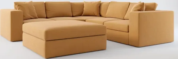 Collin Foam Comfort 5-Piece Sectional and Ottoman - Merrimac Topaz