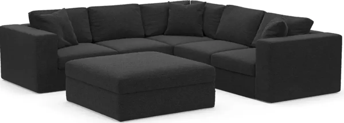 Collin Foam Comfort 5-Piece Sectional and Ottoman - Bloke Obsidian