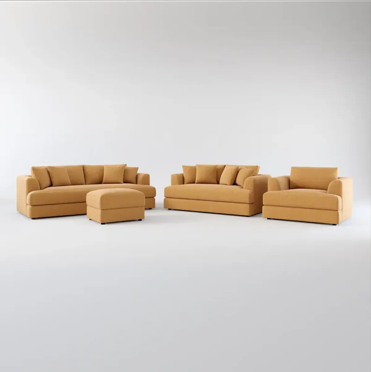 Ridley Hybrid Comfort Sofa, Loveseat, Chair and Ottoman - Merrimac Topaz