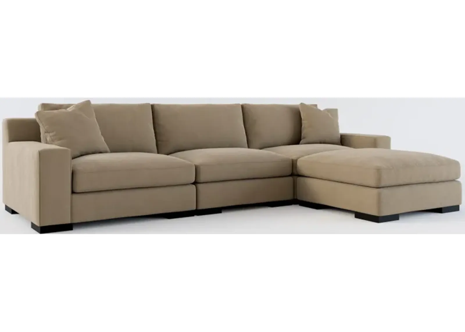 Bondi Foam Comfort 3-Piece Sofa and Ottoman - Merrimac Brownstone