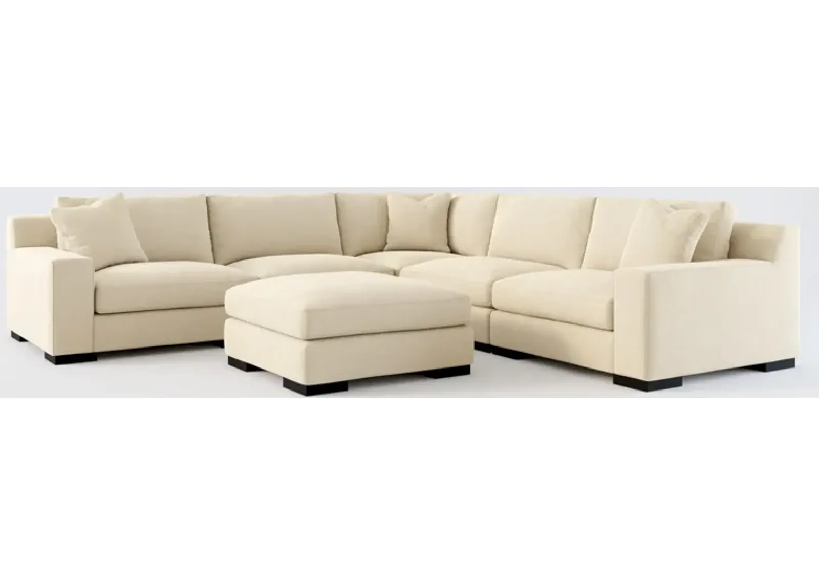 Bondi Foam Comfort 5-Piece Sectional and Ottoman - Merrimac Ecru