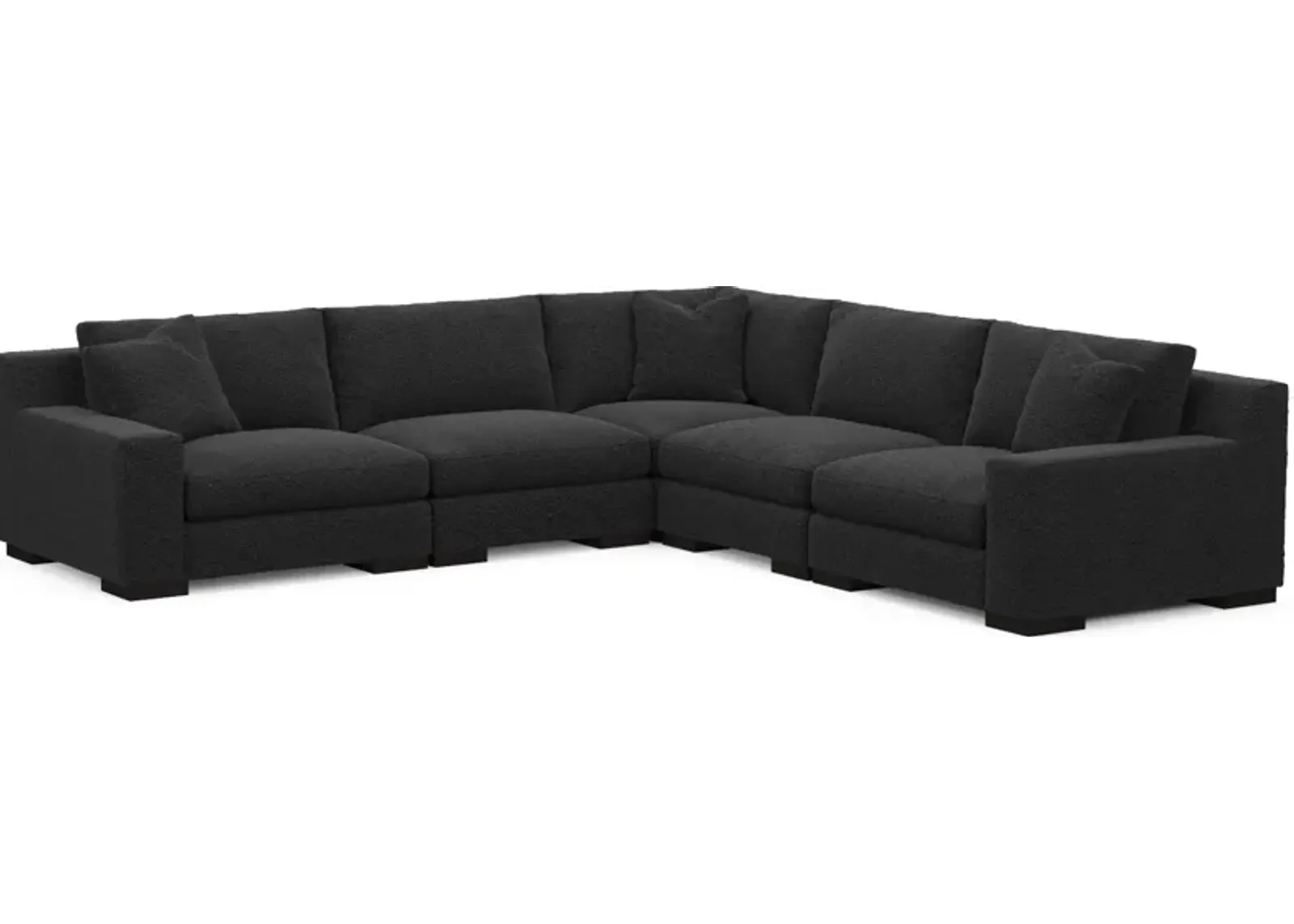 Bondi Hybrid Comfort 5-Piece Sectional - Bloke Obsidian