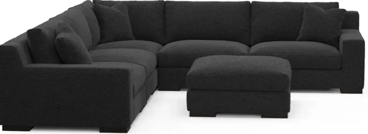 Bondi Hybrid Comfort 5-Piece Sectional and Ottoman - Bloke Obsidian