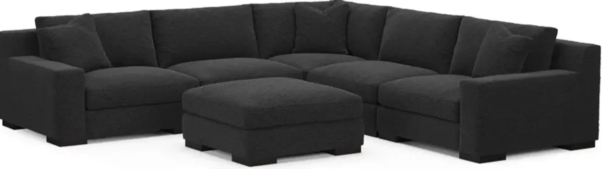 Bondi Hybrid Comfort 5-Piece Sectional and Ottoman - Bloke Obsidian