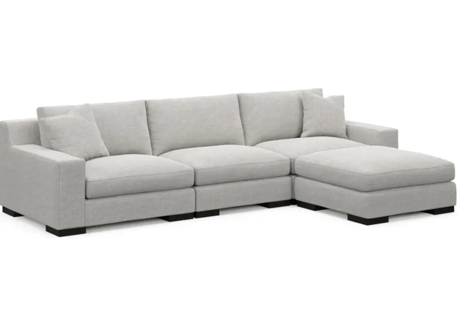 Bondi Foam Comfort 3-Piece Sofa and Ottoman - Adario Fog