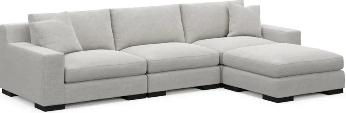 Bondi Foam Comfort 3-Piece Sofa and Ottoman - Adario Fog