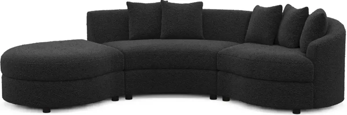 Allegra Foam Comfort 3-Piece Sectional with Left-Facing Chaise - Bloke Obsidian