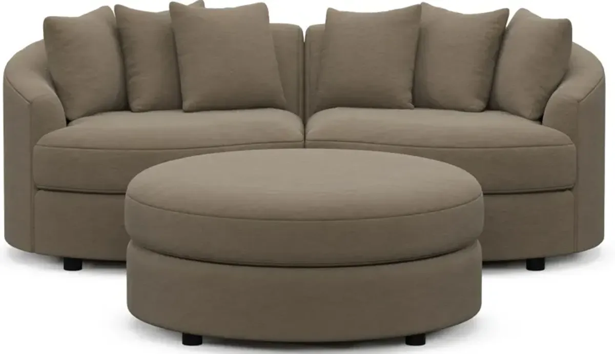 Allegra Foam Comfort 2-Piece Sectional and Ottoman - Merrimac Brownstone