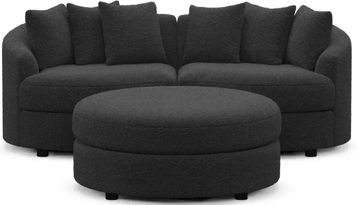 Allegra Foam Comfort 2-Piece Sectional and Ottoman - Bloke Obsidian