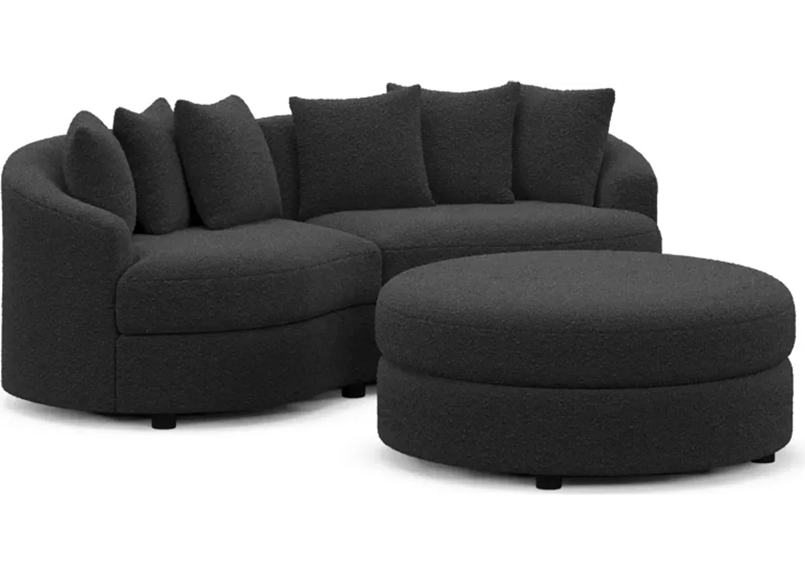 Allegra Foam Comfort 2-Piece Sectional and Ottoman - Bloke Obsidian