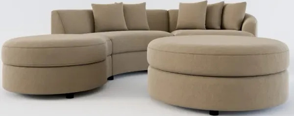 Allegra Foam Comfort 3-Piece Sectional with Left-Facing Chaise and Ottoman - Merrimac Brownstone