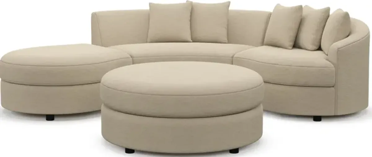 Allegra Foam Comfort 3-Piece Sectional with Left-Facing Chaise and Ottoman - Merrimac Ecru