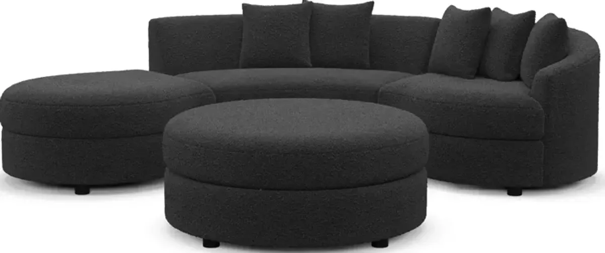 Allegra Foam Comfort 3-Piece Sectional with Left-Facing Chaise and Ottoman - Bloke Obsidian