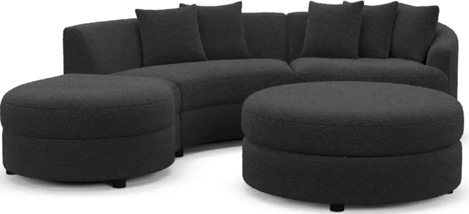 Allegra Foam Comfort 3-Piece Sectional with Left-Facing Chaise and Ottoman - Bloke Obsidian