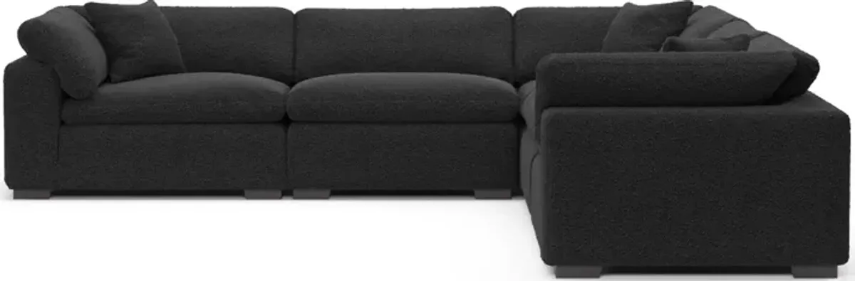 Plush Feathered Comfort 5-Piece Sectional - Bloke Obsidian