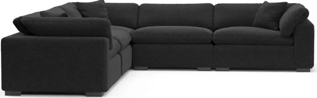 Plush Feathered Comfort 5-Piece Sectional - Bloke Obsidian