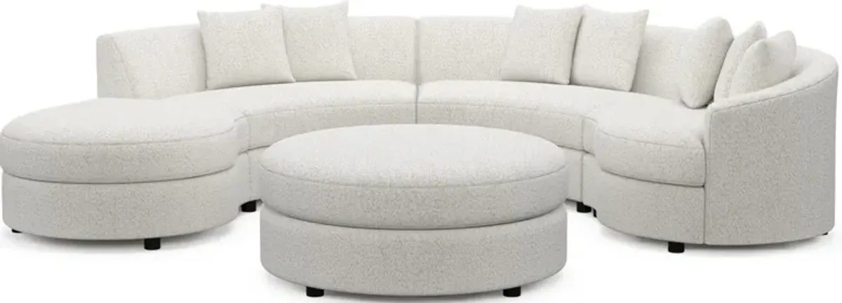 Allegra Foam Comfort 4-Piece Sectional with Left-Facing Chaise and Ottoman - River Rock Ivory