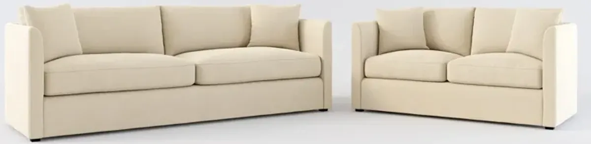 Benji Foam Comfort Sofa and Loveseat Set - Merrimac Ecru