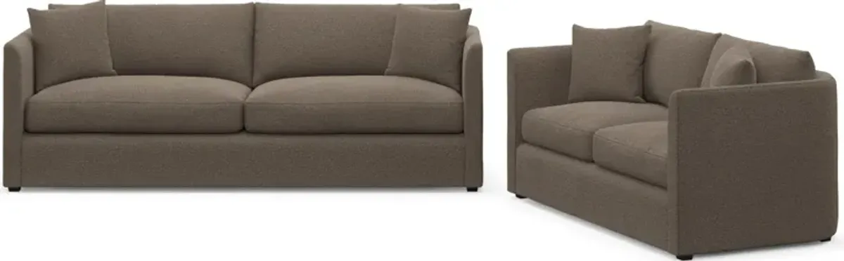 Benji Foam Comfort Sofa and Loveseat Set - Liv Umber