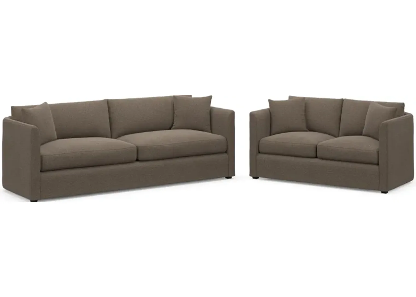 Benji Foam Comfort Sofa and Loveseat Set - Liv Umber