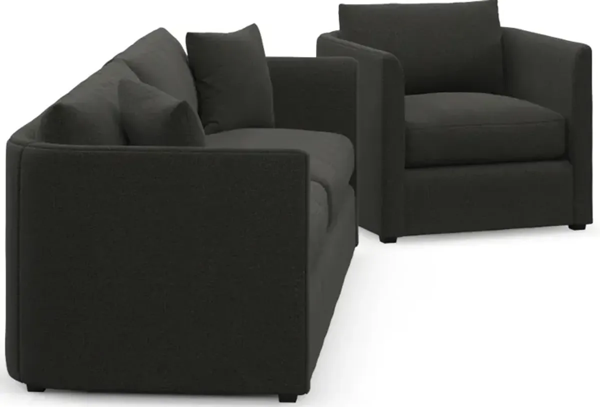 Benji Foam Comfort Sofa and Chair Set - Liv Onyx