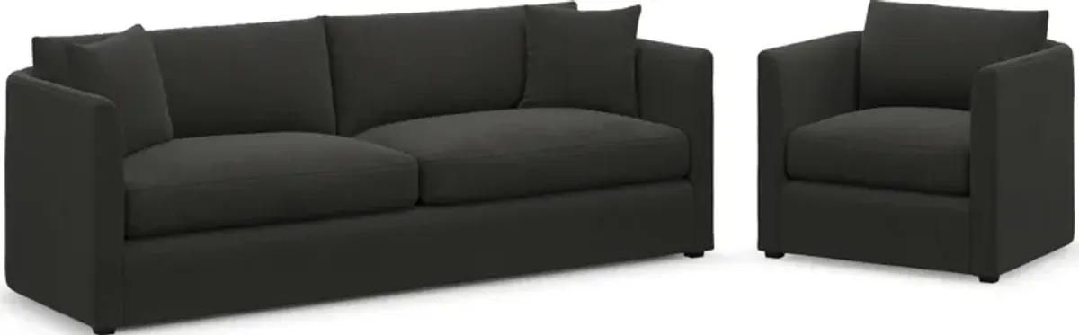 Benji Foam Comfort Sofa and Chair Set - Liv Onyx