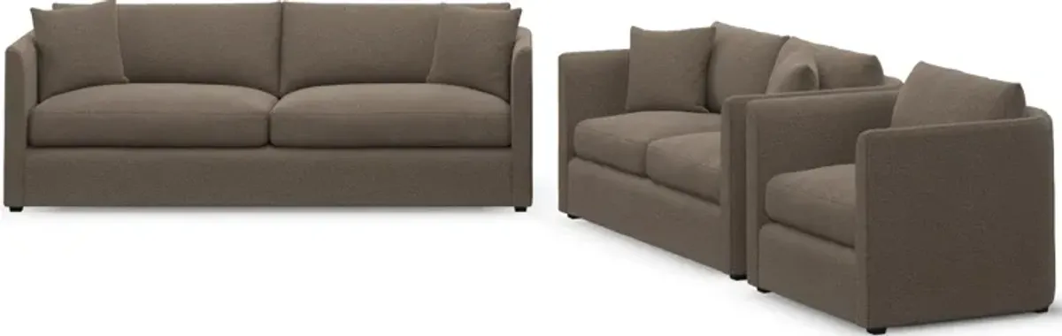 Benji Foam Comfort Sofa, Loveseat and Chair Set - Liv Umber