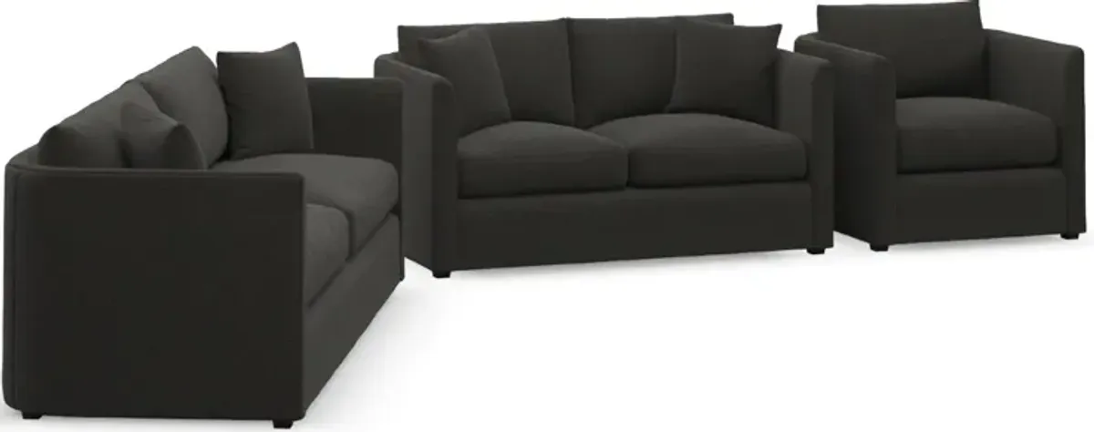 Benji Foam Comfort Sofa, Loveseat and Chair Set - Liv Onyx