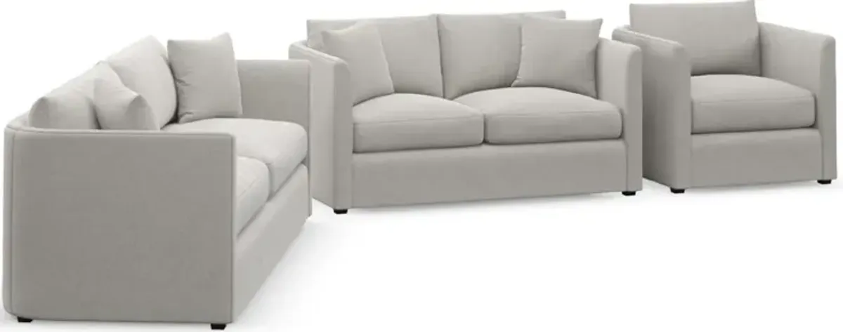 Benji Foam Comfort Sofa, Loveseat and Chair Set - Basker Dove