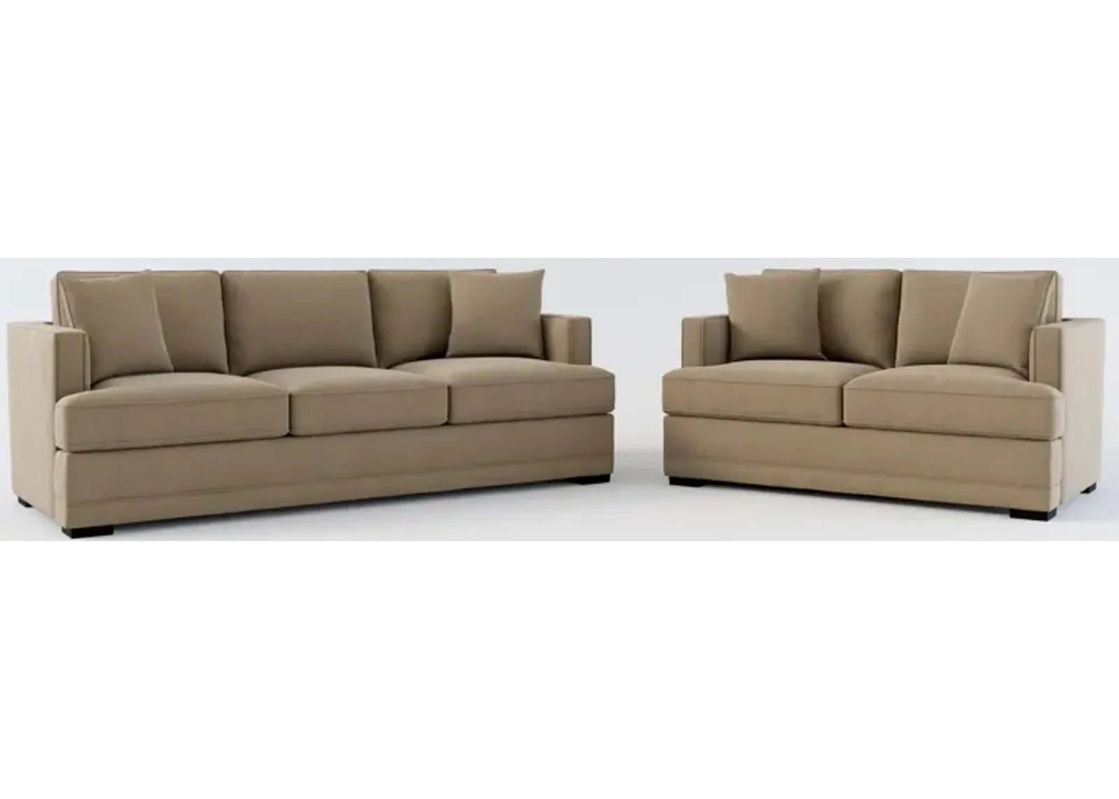 Pembroke Foam Comfort Sofa and Loveseat Set - Merrimac Brownstone