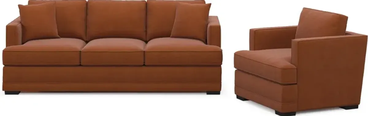 Pembroke Foam Comfort Sofa and Chair Set - Merrimac Brick