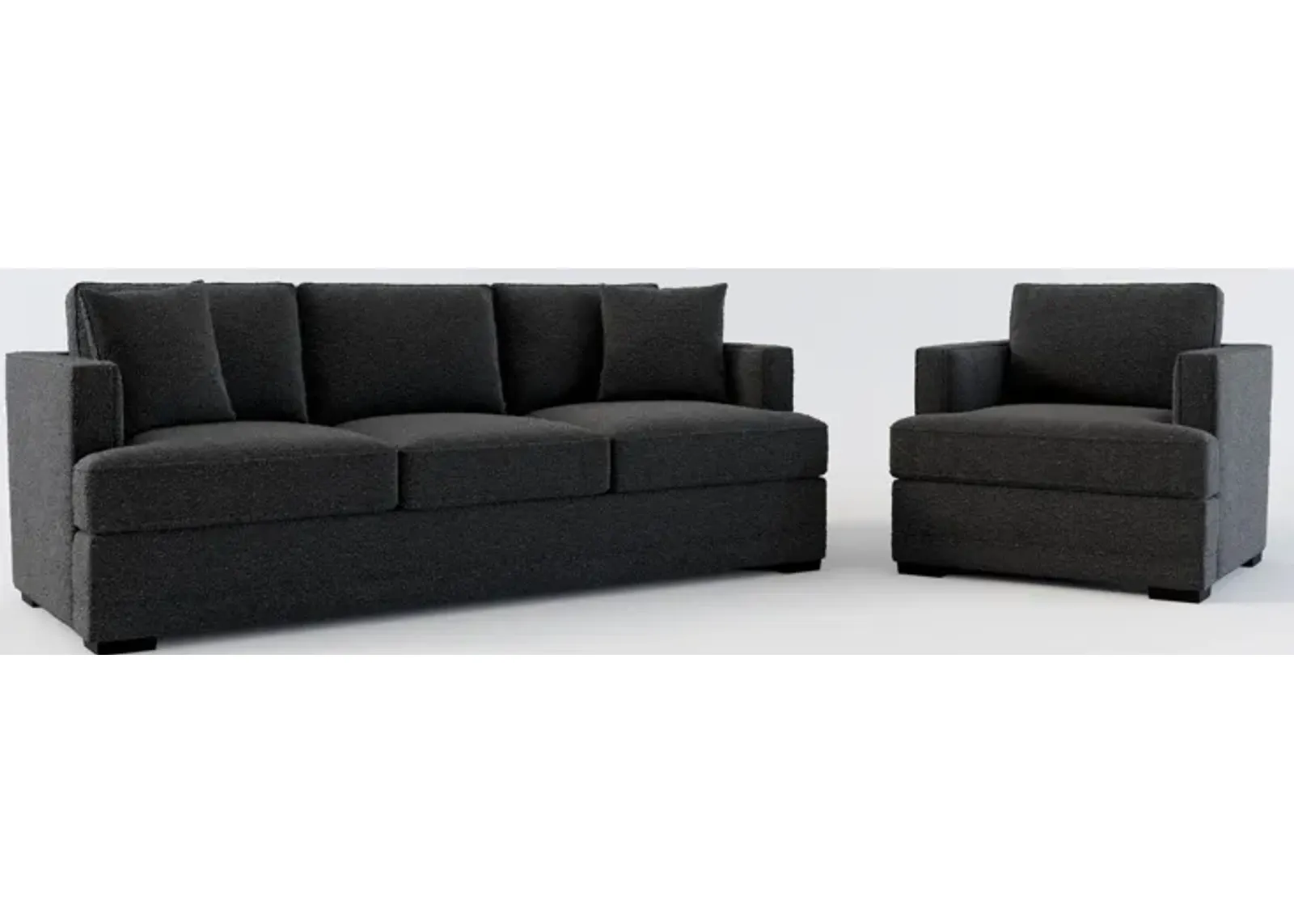 Pembroke Foam Comfort Sofa and Chair Set - Bloke Obsidian