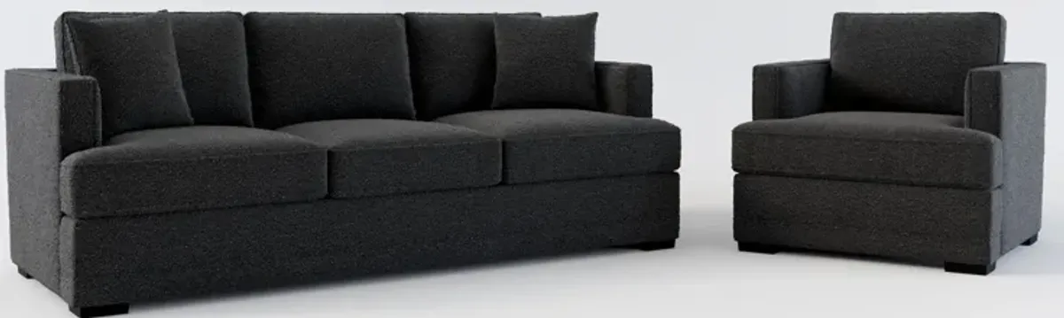 Pembroke Foam Comfort Sofa and Chair Set - Bloke Obsidian