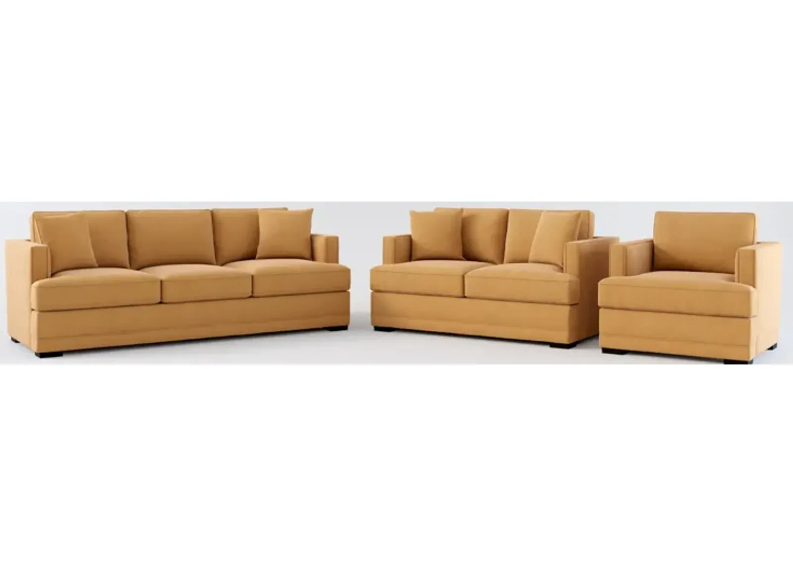 Pembroke Foam Comfort Sofa, Loveseat, and Chair Set - Merrimac Topaz