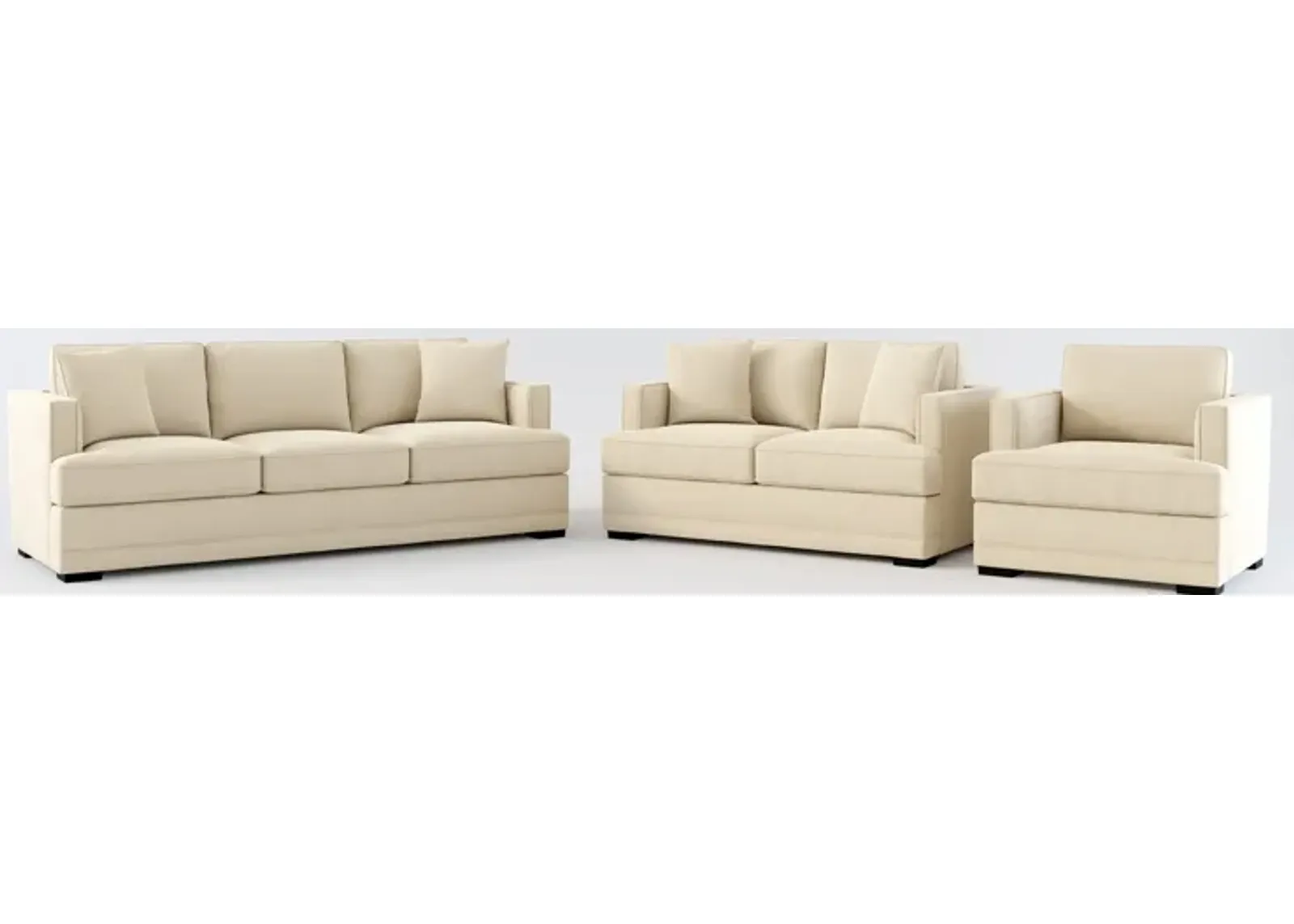 Pembroke Foam Comfort Sofa, Loveseat, and Chair Set - Merrimac Ecru