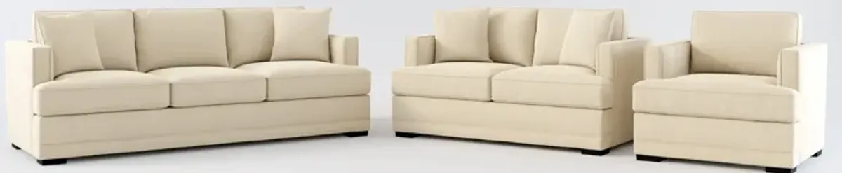 Pembroke Foam Comfort Sofa, Loveseat, and Chair Set - Merrimac Ecru