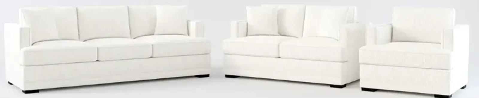 Pembroke Foam Comfort Sofa, Loveseat, and Chair - River Rock Ivory