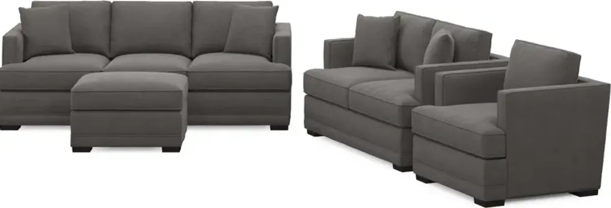 Pembroke Foam Comfort Sofa, Loveseat, Chair, and Ottoman Set - Merrimac Ash