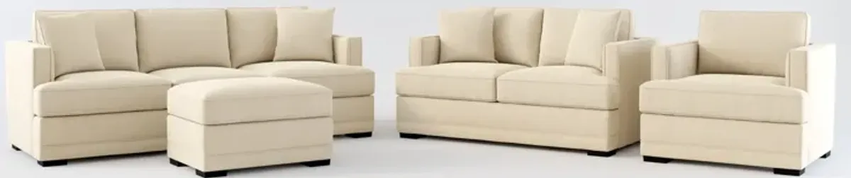 Pembroke Foam Comfort Sofa, Loveseat, Chair, and Ottoman Set - Merrimac Ecru