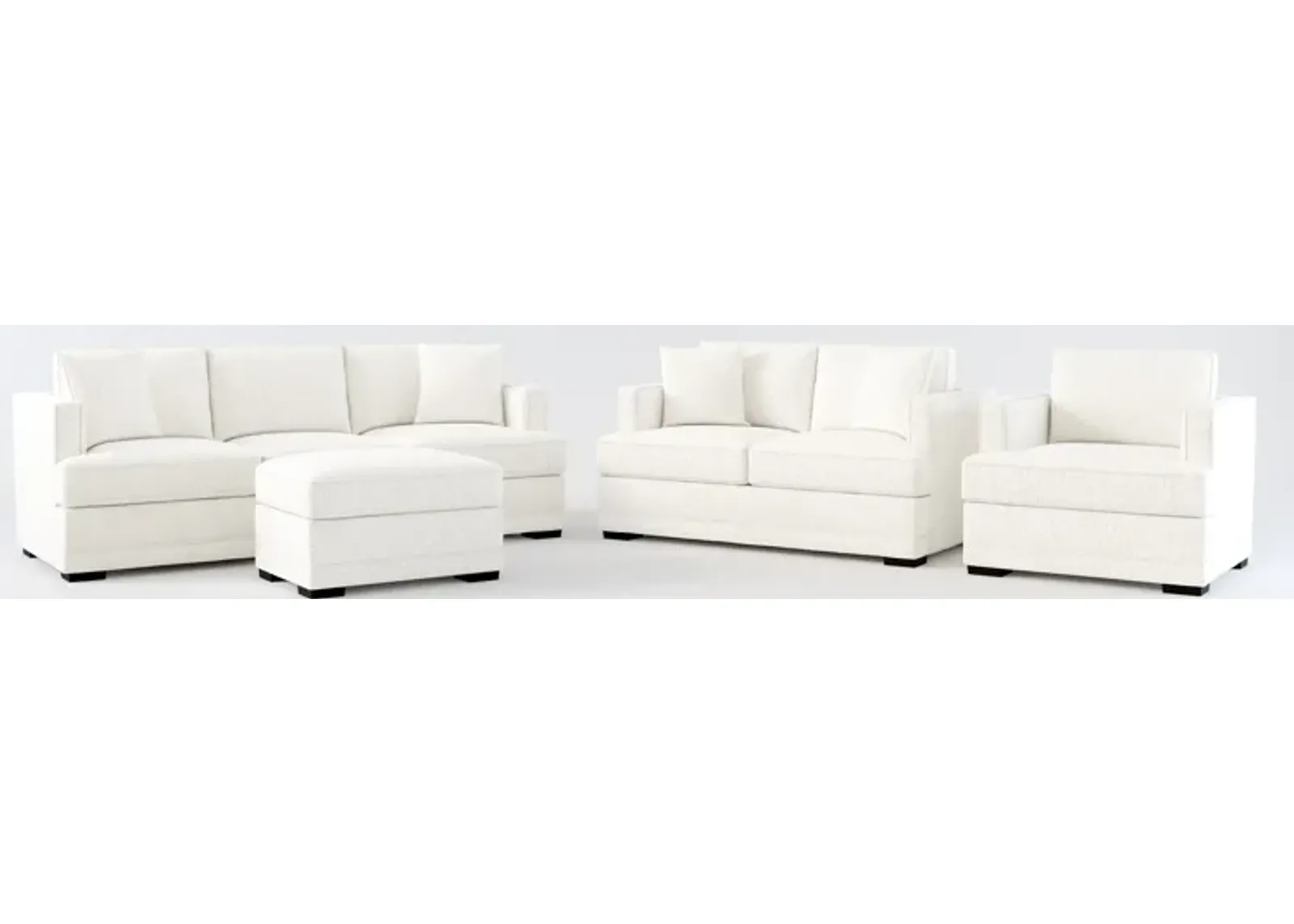 Pembroke Foam Comfort Sofa, Loveseat, Chair, and Ottoman - River Rock Ivory