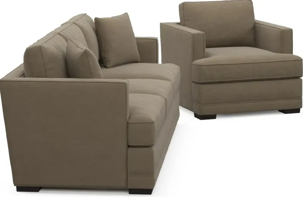 Pembroke Hybrid Comfort Sofa and Chair Set - Merrimac Brownstone