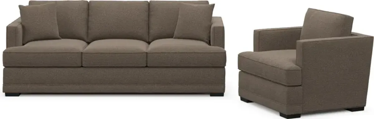 Pembroke Foam Comfort Sofa and Chair Set - Liv Umber