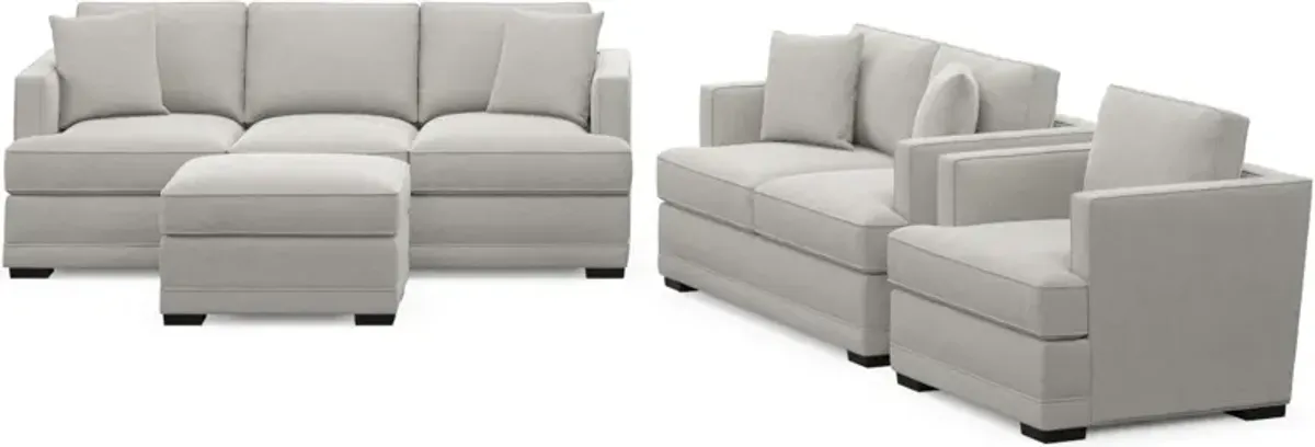 Pembroke Foam Comfort Sofa, Loveseat, Chair, and Ottoman Set - Basker Dove