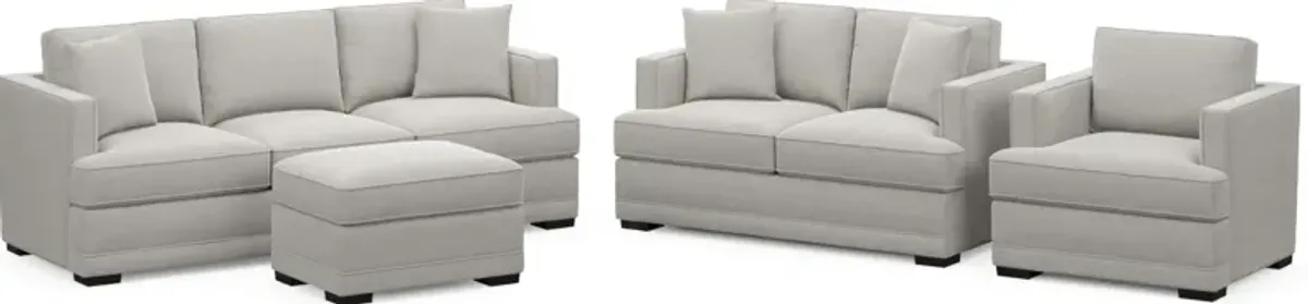 Pembroke Foam Comfort Sofa, Loveseat, Chair, and Ottoman Set - Basker Dove