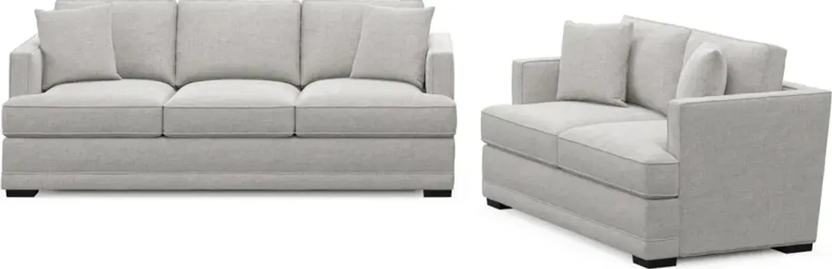 Pembroke Hybrid Comfort Sofa and Loveseat Set - Adario Fog